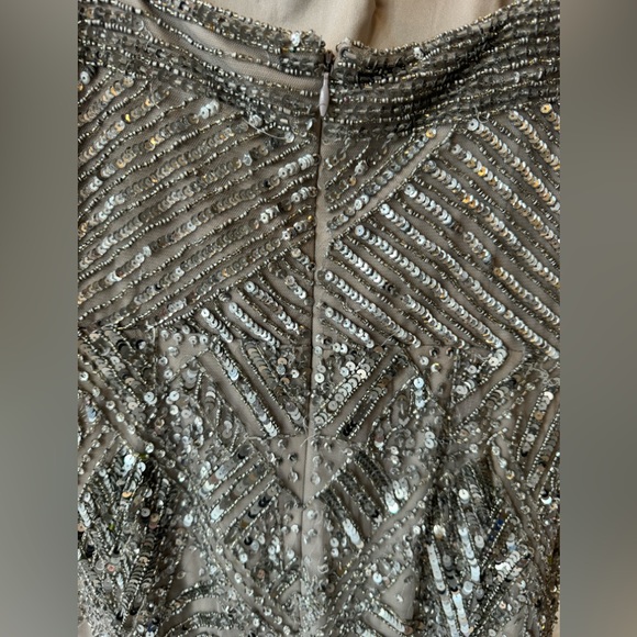 NWT Adrianna Papell silver beaded gown - Picture 8 of 12